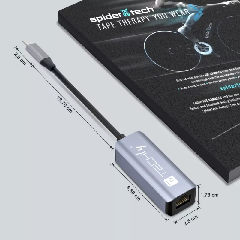 Techly IDATA USB-ETGIGA-CA laptop dokovacia stanica/port replikátor káblový USB 3.2 Gen 1 (3.1 Gen 1) Type-C čierna, strieborná