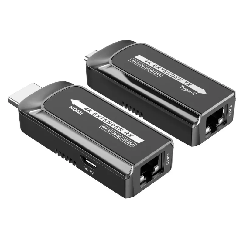 Techly IDATA EXT-600HC AV extender AV vysielač a prijímač čierny