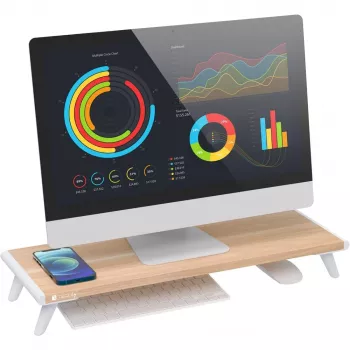 Techly ICA-MS 389 stojan na monitor / stojan stôl biely, drevo