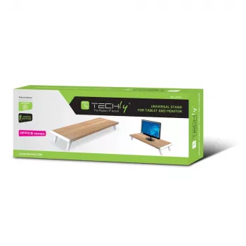 Techly ICA-MS 389 stojan na monitor / stojan stôl biely, drevo