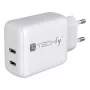 Techly IPW-USB-2C35W nabíjačka pre mobilné zariadenia laptop, smartphone, tablet biela AC interiérová rýchle nabíjanie