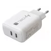 Techly IPW-USB-2C35W nabíjačka pre mobilné zariadenia laptop, smartphone, tablet biela AC interiérová rýchle nabíjanie