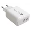 Techly IPW-USB-2C35W nabíjačka pre mobilné zariadenia laptop, smartphone, tablet biela AC interiérová rýchle nabíjanie