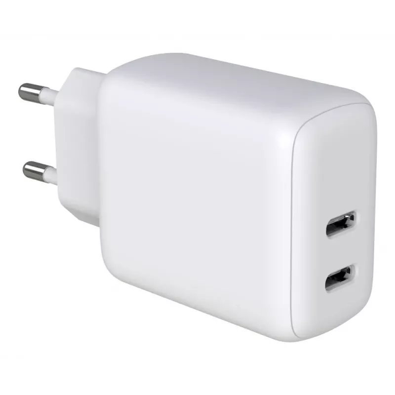 Techly IPW-USB-2C35W nabíjačka pre mobilné zariadenia laptop, smartphone, tablet biela AC interiérová rýchle nabíjanie