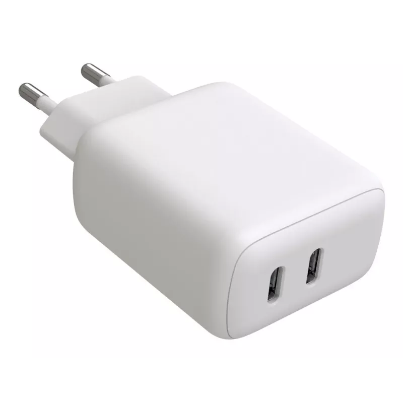 Techly IPW-USB-2C35W nabíjačka pre mobilné zariadenia laptop, smartphone, tablet biela AC interiérová rýchle nabíjanie