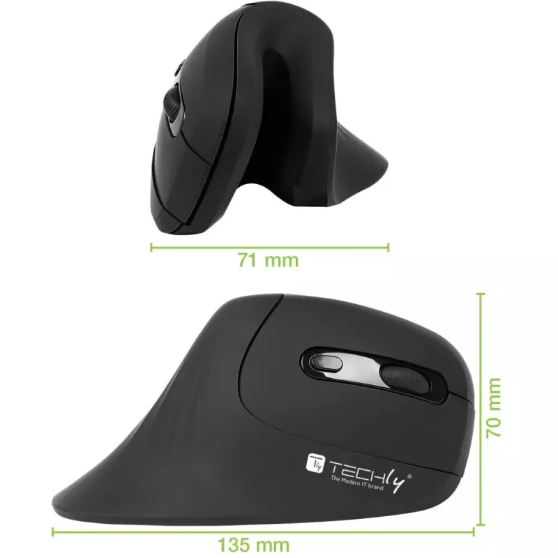 Techly IM 1100-VM-B myš medicínska pravá ruka RF Wireless optická 3200 DPI