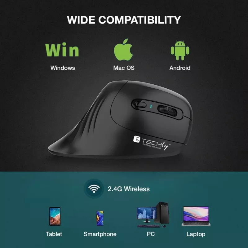 Techly IM 1100-VM-B myš medicínska pravá ruka RF Wireless optická 3200 DPI