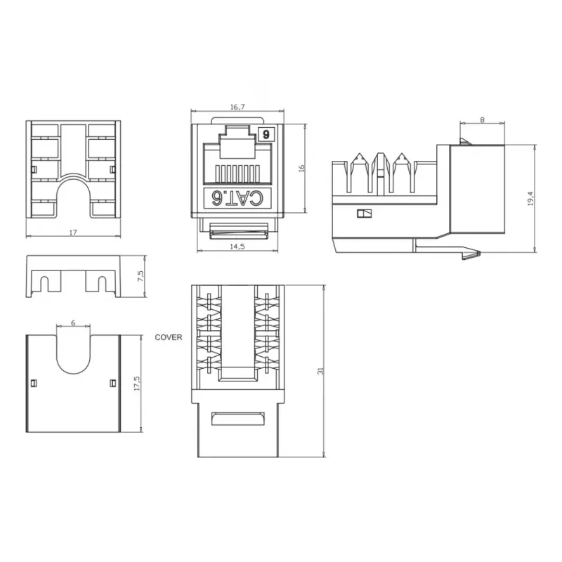 Techly IWP-KIT-C6U90 keystone modul