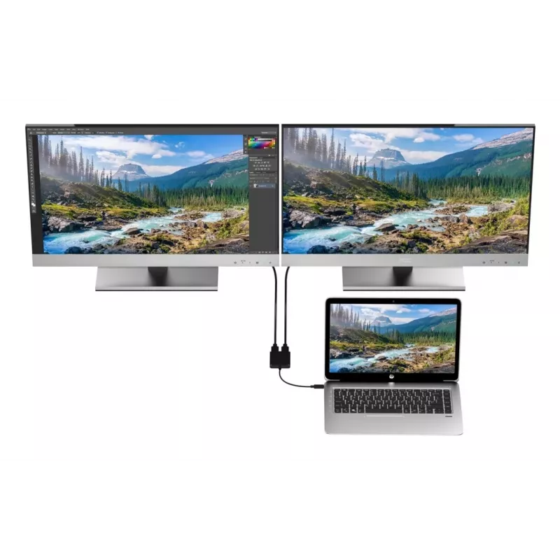 Techly IADAP USBC-HDMI2T4K video kábel adaptér 0,15 m USB Type-C 2 x HDMI čierny