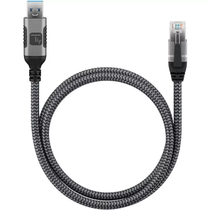 Techly ICOC-U3A-RJ45-030 Adaptérový kábel USB 3.0 Type-A na Gigabit Ethernet, 3 m, čierny/strieborný