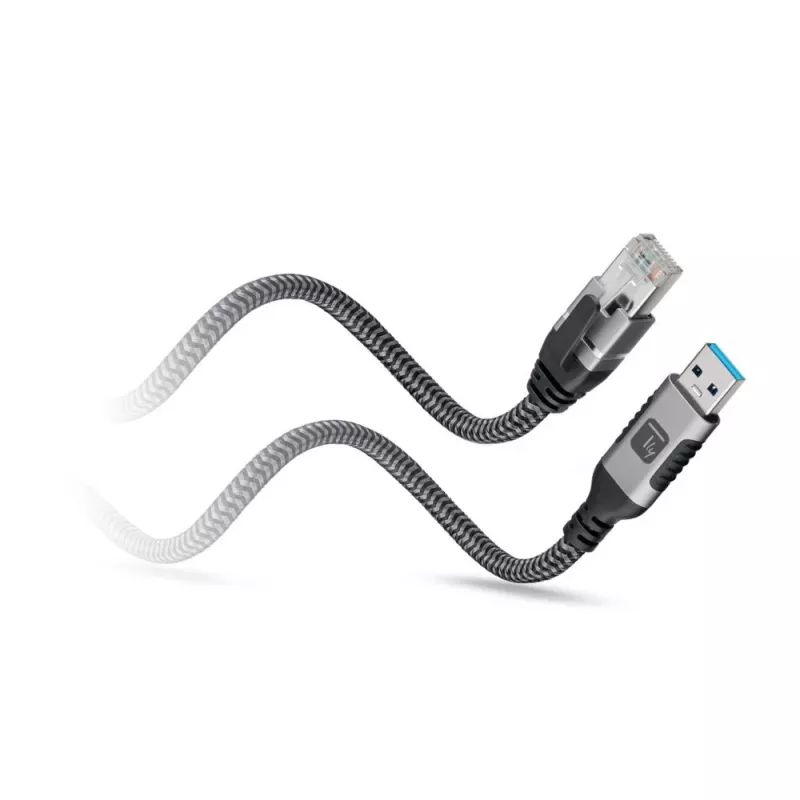 Techly ICOC-U3A-RJ45-030 Adaptérový kábel USB 3.0 Type-A na Gigabit Ethernet, 3 m, čierny/strieborný