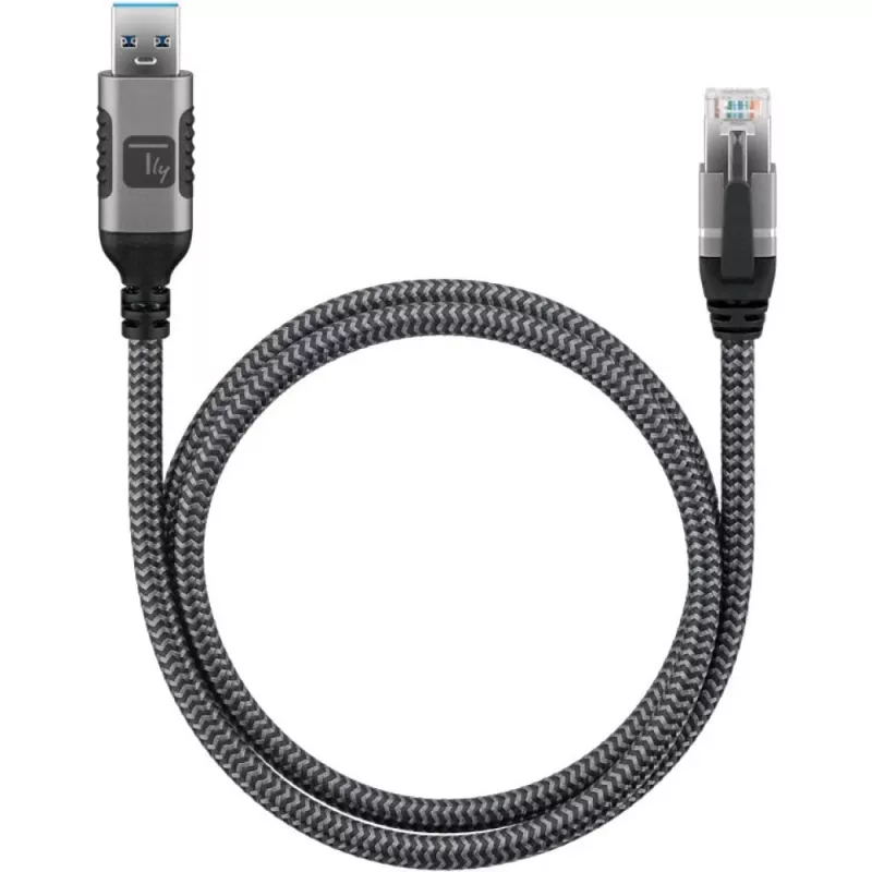 Techly ICOC-U3A-RJ45-050 Adaptérový kábel USB 3.0 Type-A na Gigabit Ethernet, 5 m, čierny/strieborný