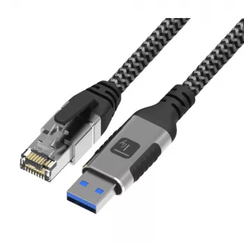 Techly ICOC-U3A-RJ45-075 Adaptérový kábel USB 3.0 Type-A na Gigabit Ethernet, 7,5 m, čierny/strieborný