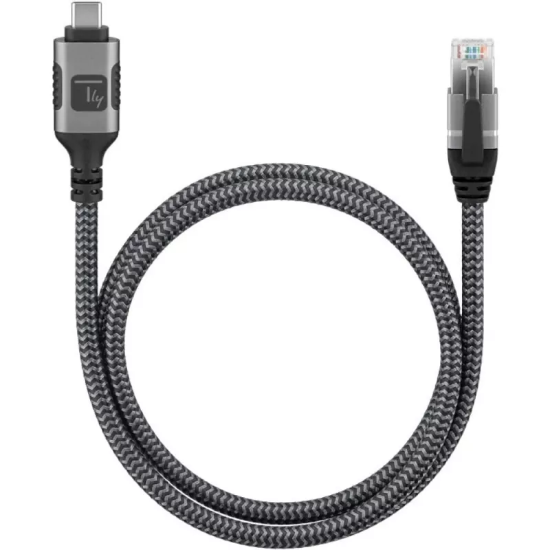 Techly ICOC-U3C-RJ45-050 Adaptérový kábel USB 3.2 Type-C na Gigabit Ethernet, 5 m, čierny/strieborný