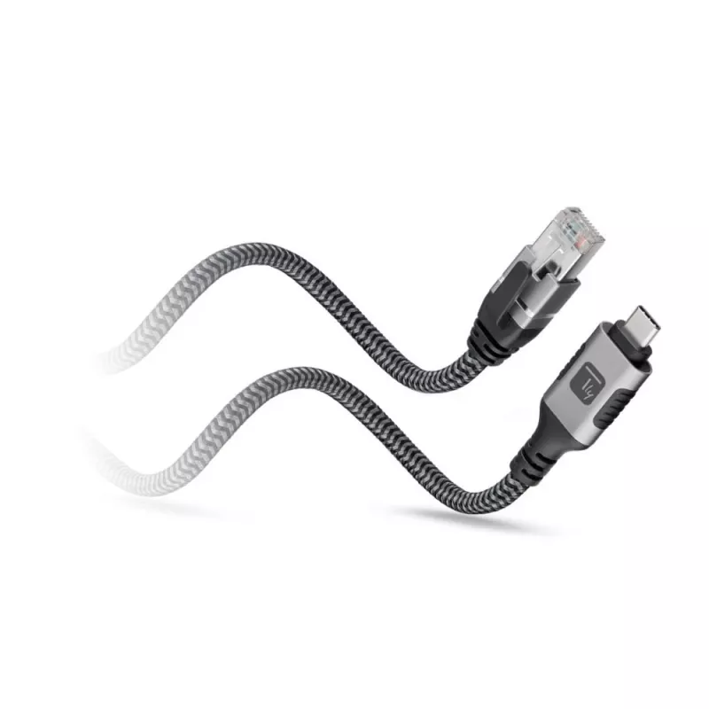 Techly ICOC-U3C-RJ45-050 Adaptérový kábel USB 3.2 Type-C na Gigabit Ethernet, 5 m, čierny/strieborný