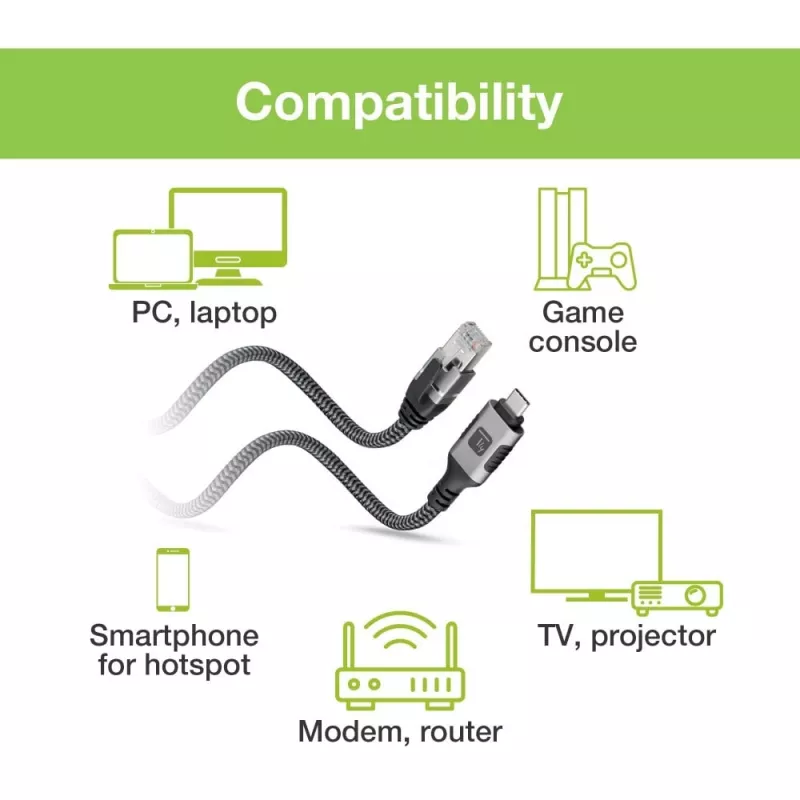 Techly ICOC-U3C-RJ45-050 Adaptérový kábel USB 3.2 Type-C na Gigabit Ethernet, 5 m, čierny/strieborný