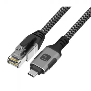 Techly ICOC-U3C-RJ45-075 Adaptérový kábel USB 3.2 Type-C na Gigabit Ethernet, 7,5 m, čierny/strieborný