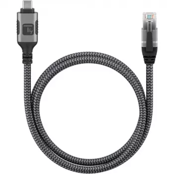 Techly ICOC-U3C-RJ45-075 Adaptérový kábel USB 3.2 Type-C na Gigabit Ethernet, 7,5 m, čierny/strieborný