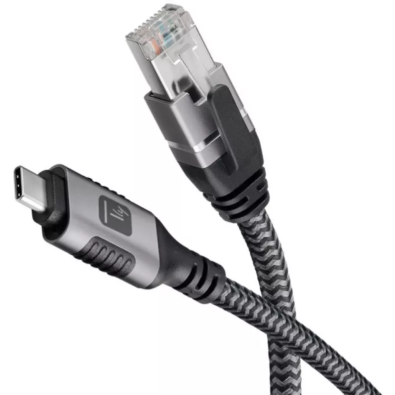 Techly ICOC-U3C-RJ45-075 Adaptérový kábel USB 3.2 Type-C na Gigabit Ethernet, 7,5 m, čierny/strieborný