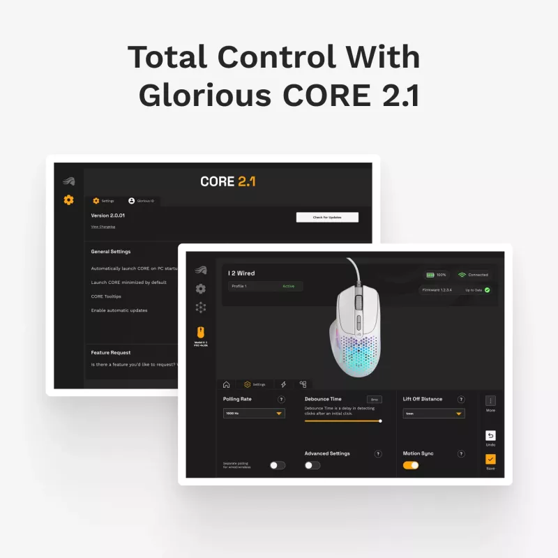 Glorious Gaming Glorious Model I2 Wired – biela, pravá ruka, optický, USB Type-A, 26000 DPI, biela