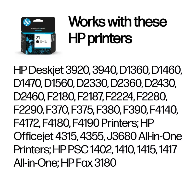 HP 21 čierna originálna atramentová kazeta, čierna, 1 ks, 190 strán
