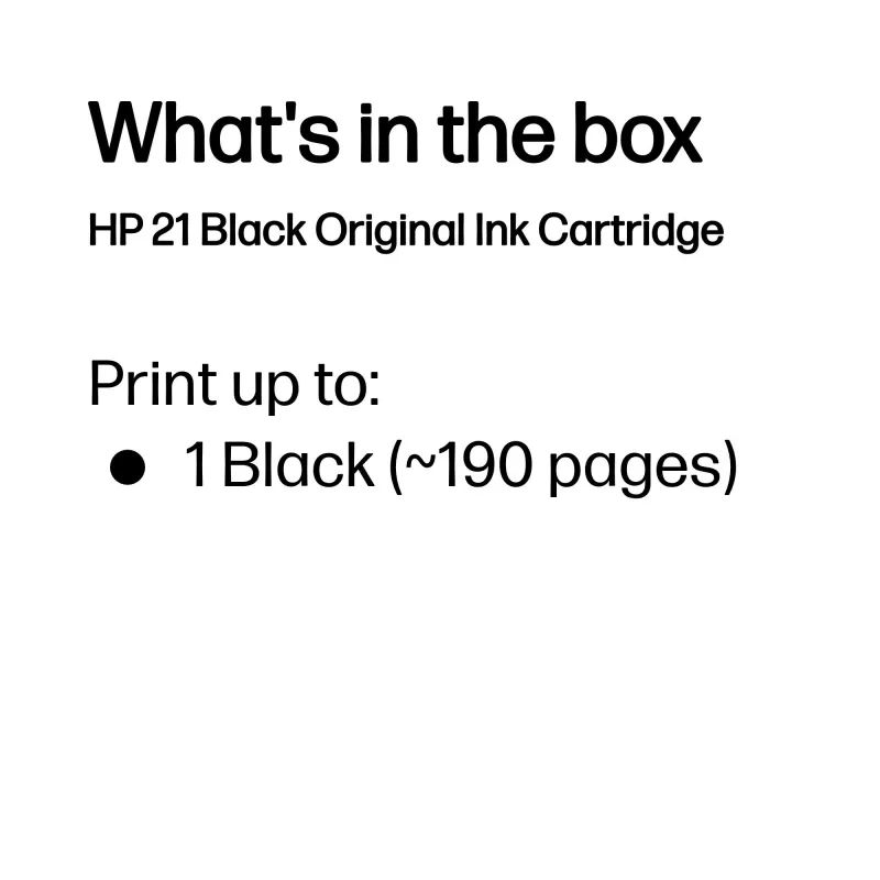 HP 21 čierna originálna atramentová kazeta, čierna, 1 ks, 190 strán
