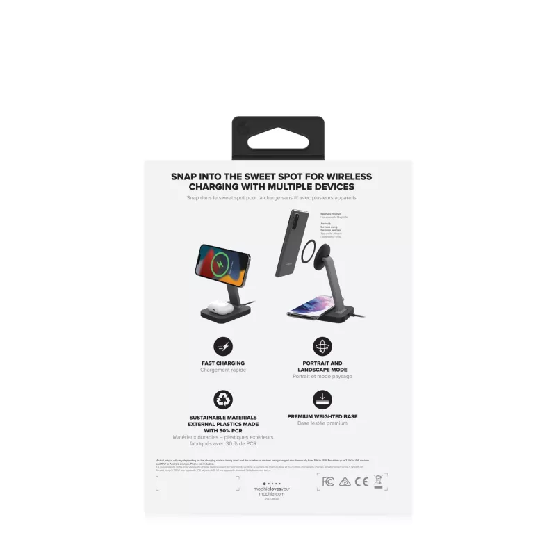 mophie UNV WRLS-snap+ stand & pad-čierna-ROC-EU, interiér, AC, bezdrôtové nabíjanie, čierna