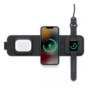 mophie 3-in-1 cestovná nabíjačka s MagSafe (2023), interiérová, USB, bezdrôtové nabíjanie, čierna