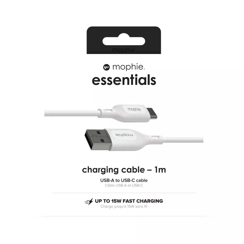 mophie essentials nabíjací kábel | 1M USB kábel USB 2.0 USB A USB C biely