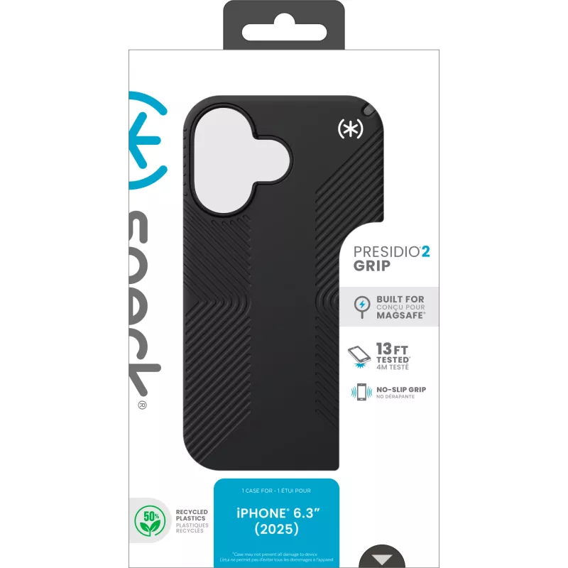 Speck Presidio2 Grip + MS Apple iPhone 17 čierna – s Microban