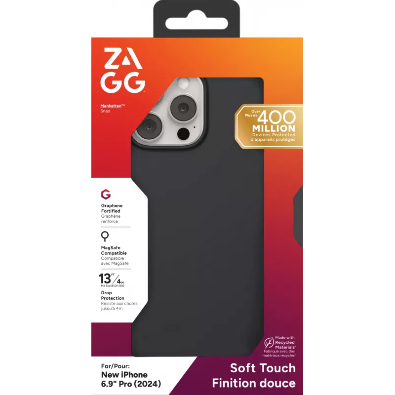 ZAGG Cases Manhattan Snap Apple iPhone 16 Pro Max čierna, kryt, Apple, iPhone 16 Pro Max, 17,5 cm (6,9 palca), čierna