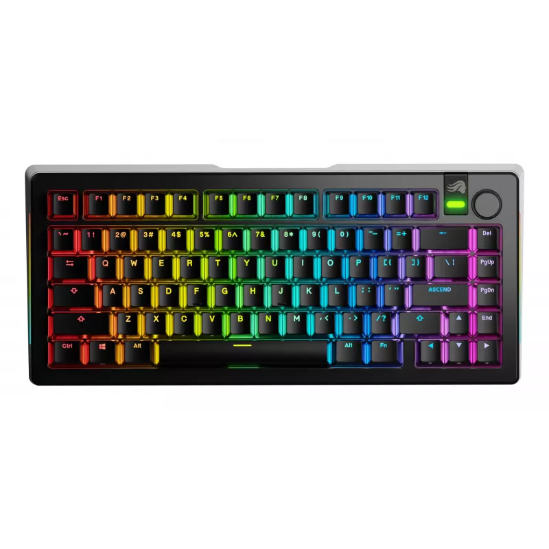 Glorious Gaming GMMK 3 PRO 75% Prebuilt Wireless čierna - US, káblová a bezdrôtová, USB + RF Wireless + Bluetooth, mechanická, QWERTY, RGB LED, čierna