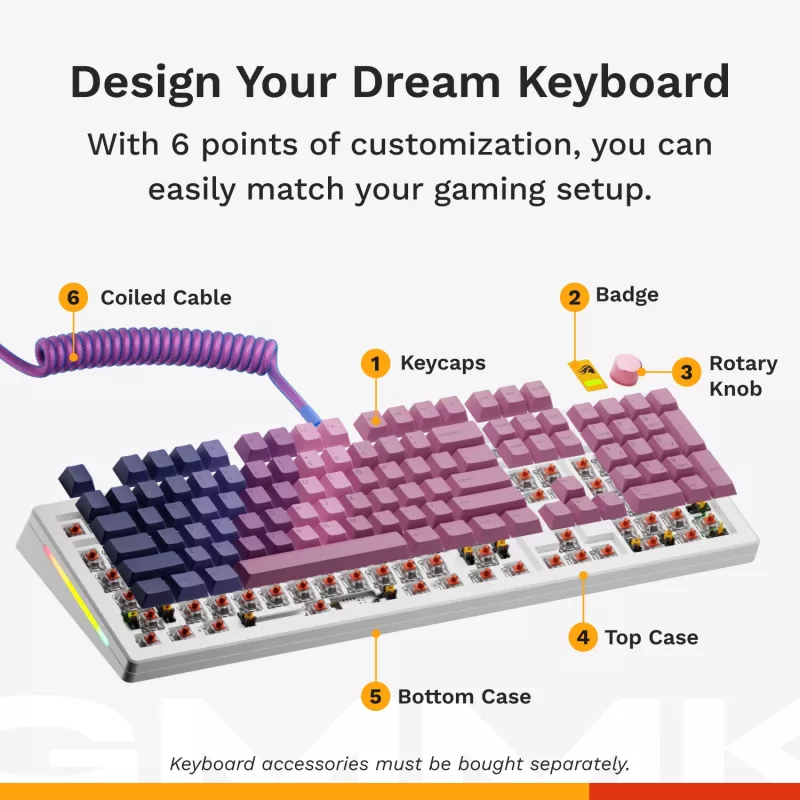 Glorious Gaming GMMK 3 100% Prebuilt Wired White - US, káblová, USB, mechanická, QWERTY, RGB LED, biela