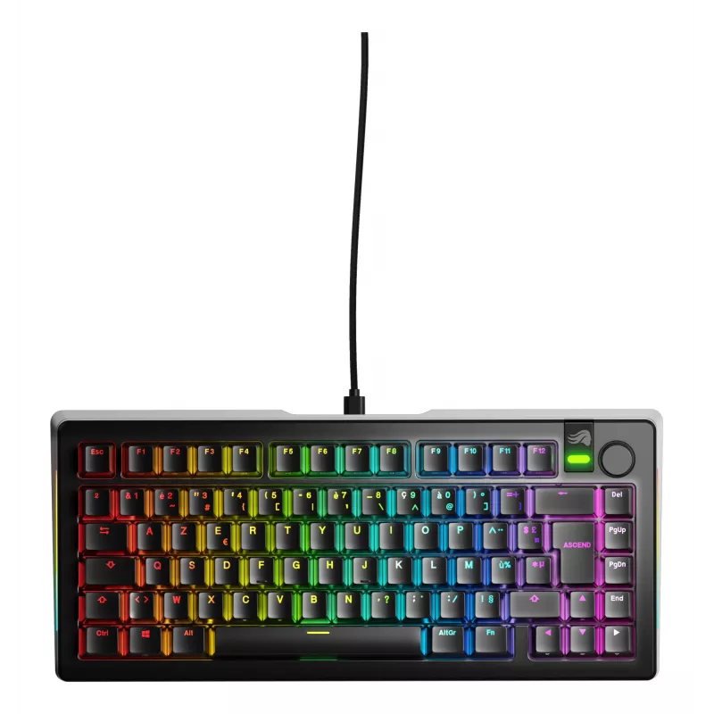 Glorious Gaming GMMK 3 PRO 75% Prebuilt Wired čierna - FR, káblová, USB, mechanická, AZERTY, RGB LED, čierna
