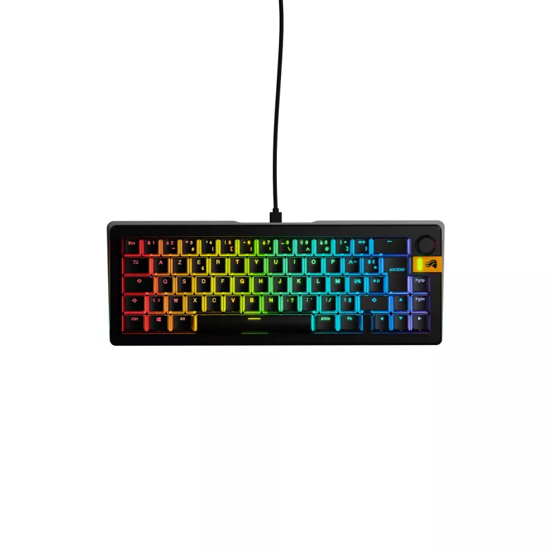 Glorious Gaming GMMK 3 HE 65% Prebuilt Wired čierna - FR, káblová, USB, mechanická, AZERTY, RGB LED, čierna