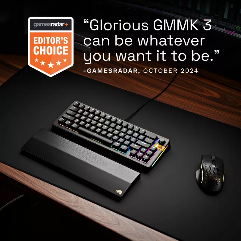 Glorious Gaming GMMK 3 HE 65% Prebuilt Wired čierna - FR, káblová, USB, mechanická, AZERTY, RGB LED, čierna