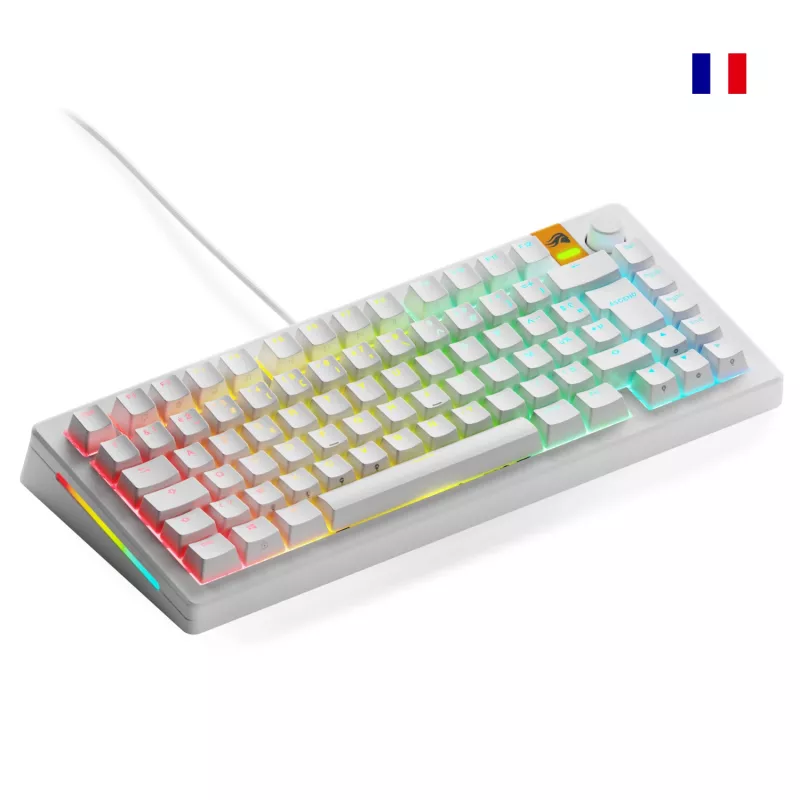 Glorious Gaming GMMK 3 HE 75% Prebuilt Wired White - FR, káblová, USB, mechanická, AZERTY, RGB LED, biela