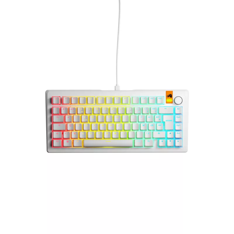 Glorious Gaming GMMK 3 HE 75% Prebuilt Wired White - FR, káblová, USB, mechanická, AZERTY, RGB LED, biela