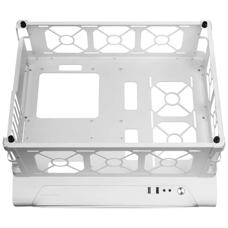 Mars Gaming MCB biela PC herná ATX-XL skriňa Custom Premium Edition modulárna dvojkomerová štruktúra