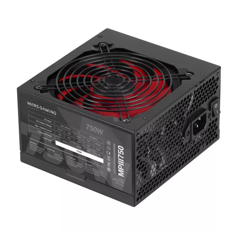 Mars Gaming MPIII750 PC napájací zdroj 750W ATX 85 % účinnosť 5 rokov záruka