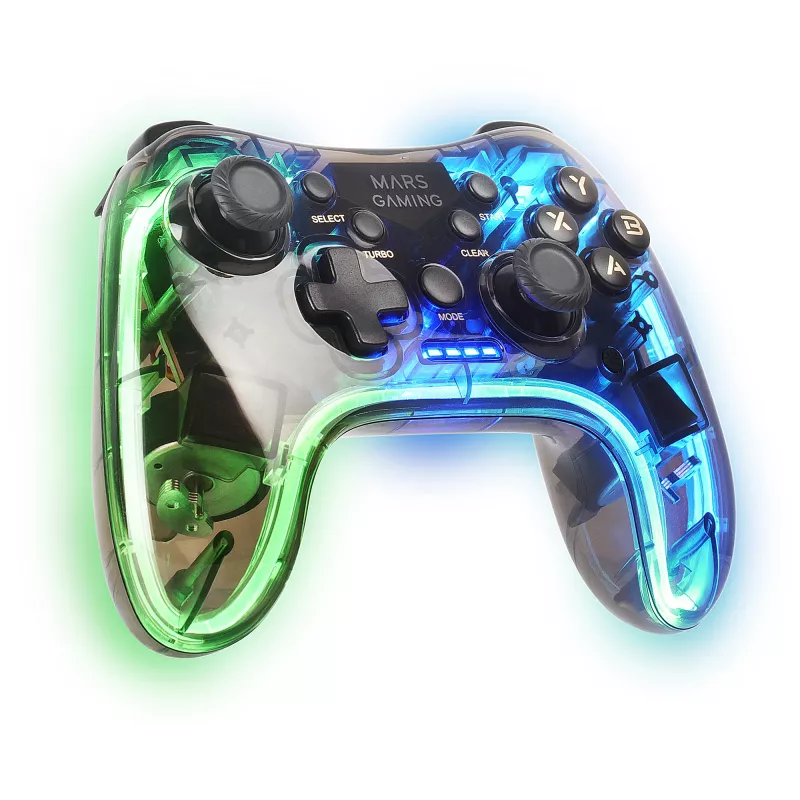 Mars Gaming MGP-24 Wireless gamepad 2.4GPRO Neon RGB duálna haptická vibrácia analógové joysticky ovládač pre PC PS3 PS4 XBOX360 Raspberry Pi Mac Android