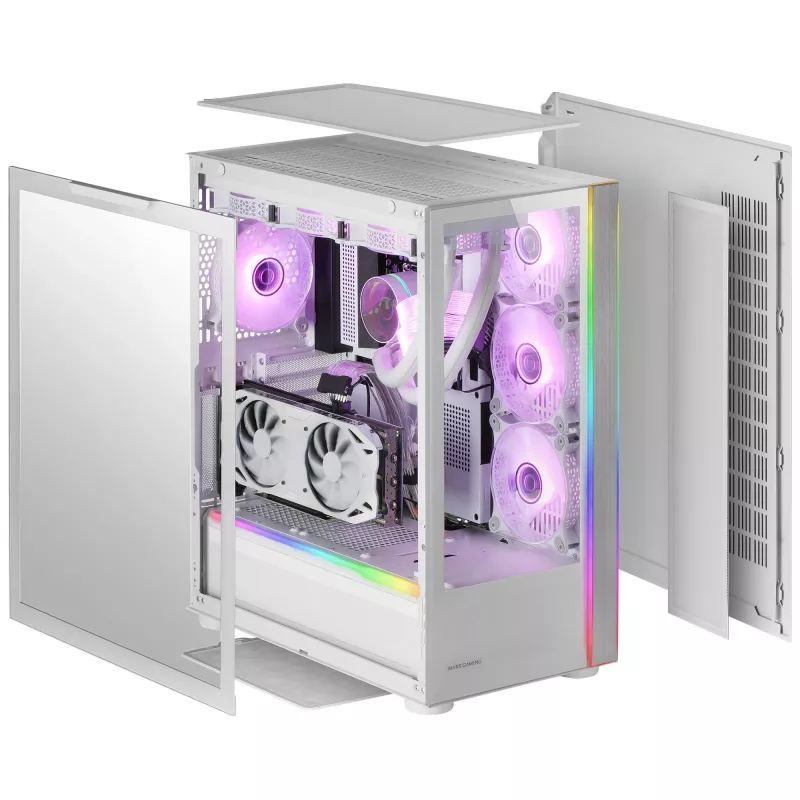 Mars Gaming MC-ULTRA White Custom XXL E-ATX herná veža Dual ARGB LED Stripes Dual Tempered Glass Windows Dual Vertical Camera Structure