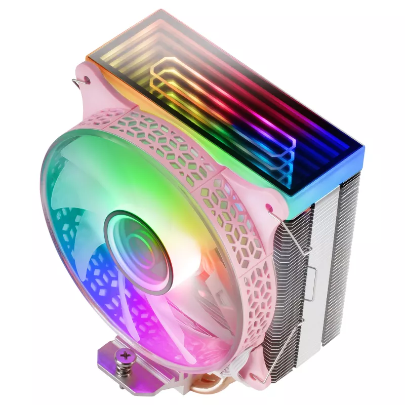 Mars Gaming MCPU-VR Pink CPU chladič Dual Infinity Mirror ARGB 4 HCT-Heatpipes 180W TDP Ultra-tichý PWM 12cm ventilátor