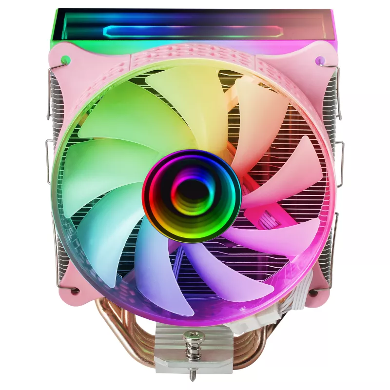 Mars Gaming MCPU-VR Pink CPU chladič Dual Infinity Mirror ARGB 4 HCT-Heatpipes 180W TDP Ultra-tichý PWM 12cm ventilátor