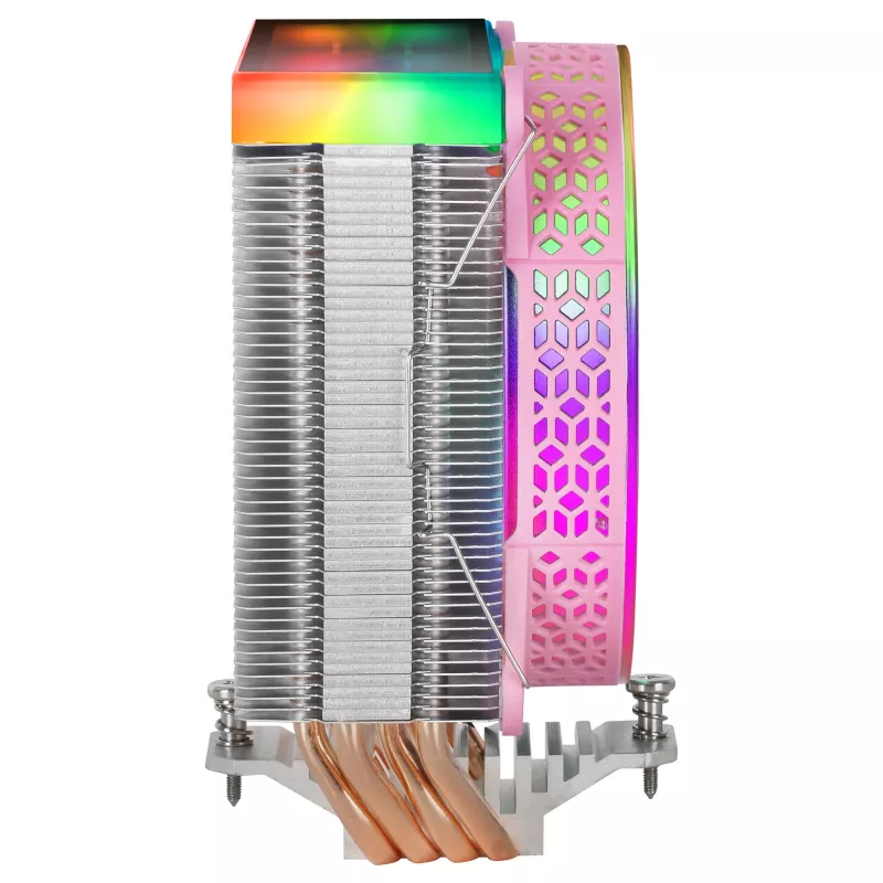 Mars Gaming MCPU-VR Pink CPU chladič Dual Infinity Mirror ARGB 4 HCT-Heatpipes 180W TDP Ultra-tichý PWM 12cm ventilátor