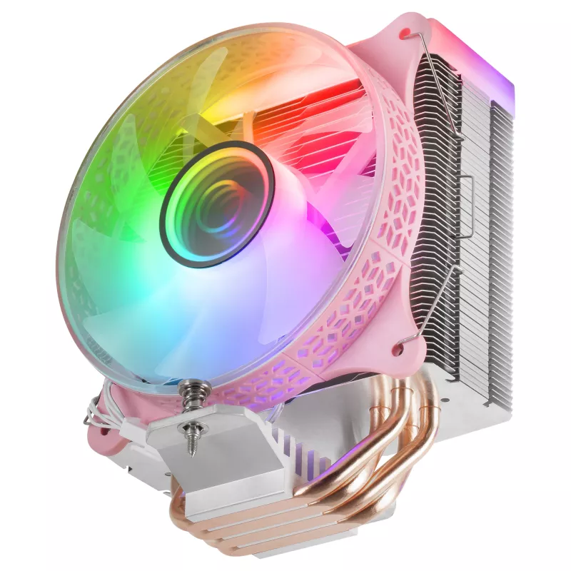 Mars Gaming MCPU-VR Pink CPU chladič Dual Infinity Mirror ARGB 4 HCT-Heatpipes 180W TDP Ultra-tichý PWM 12cm ventilátor