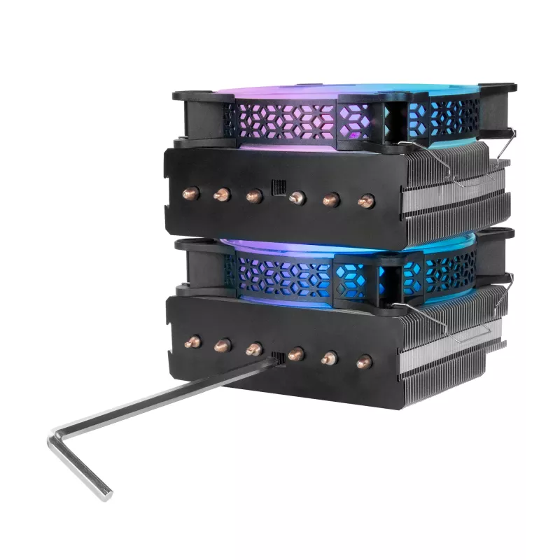 Mars Gaming MCPU-XT čierny CPU chladič Dual-Tower chladenie 6 HCT-Heatpipes TDP 300W 2 ARGB PWM 12cm ventilátory