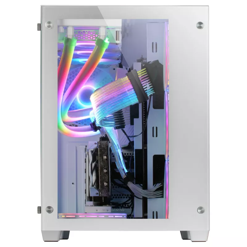 Mars Gaming MCV3 White Custom XXL E-ATX herná veža predné a bočné temperované sklo Dual Chamber modulárny rám
