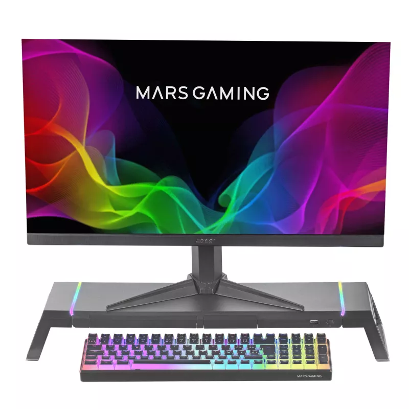 Mars Gaming MGS-ONE čierny Chroma RGB stojan na monitor nastaviteľná veľkosť držiak na smartfón a tablet predný USB 2.0