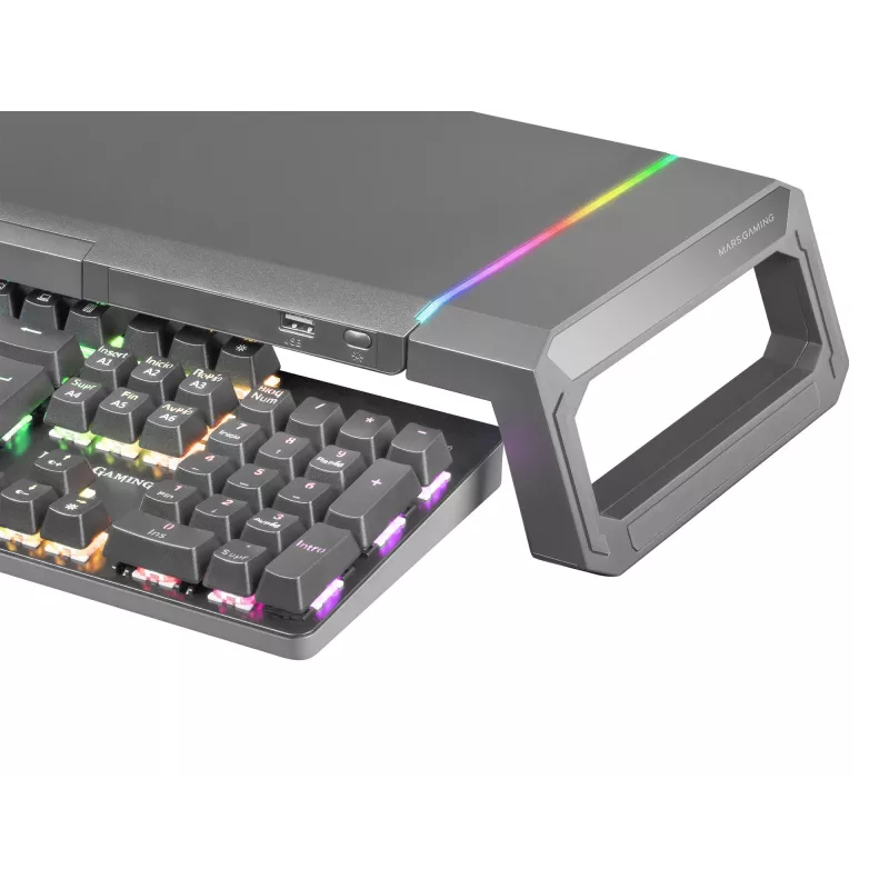 Mars Gaming MGS-ONE čierny Chroma RGB stojan na monitor nastaviteľná veľkosť držiak na smartfón a tablet predný USB 2.0